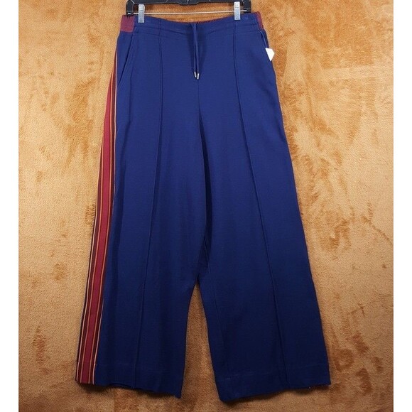 NICHOLAS DALEY Track Pants Mens Size 28 Blue Pull On Wide Leg Stripe Logo $540 - Picture 1 of 13